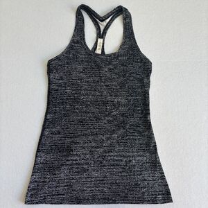 Lululemon Racerback Tank Top Women's 6 Black White Run Yoga Gym Workout Stretch